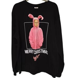 A Christmas Story Ralphie Pink Bunny Merry Christmas Sweatshirt XL NWT NEW